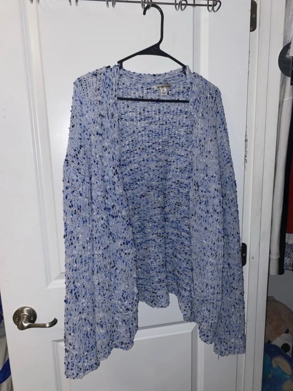 JohnPaulRichard Blue Speckled Open-Front Cardigan